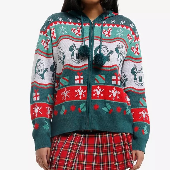 Hot Topic Jackets & Blazers - Disney Mickey‎ Mouse And Friends Fair Isle Knit Hoodie Hot Topic